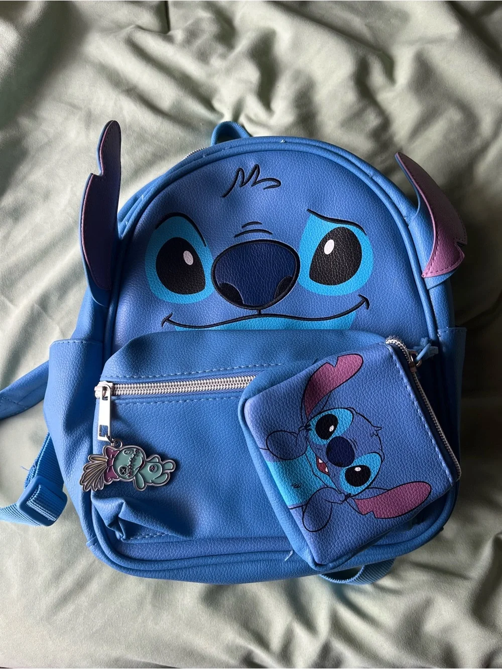 Disney Blue Stitch Mini Backpack with Pink Ear Accents